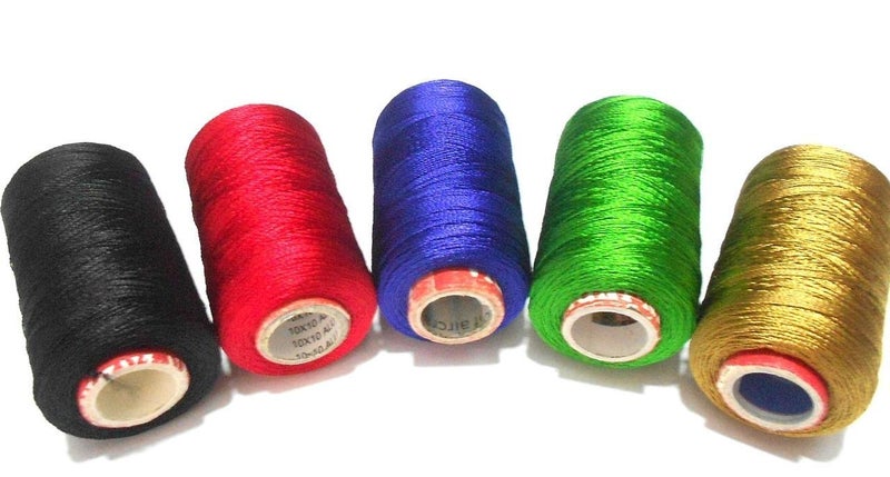 GOELX Silk Thread for Jewelery-Making 5 Spools - Black,Red,Peacock Blue,Green,Golden - Image 3